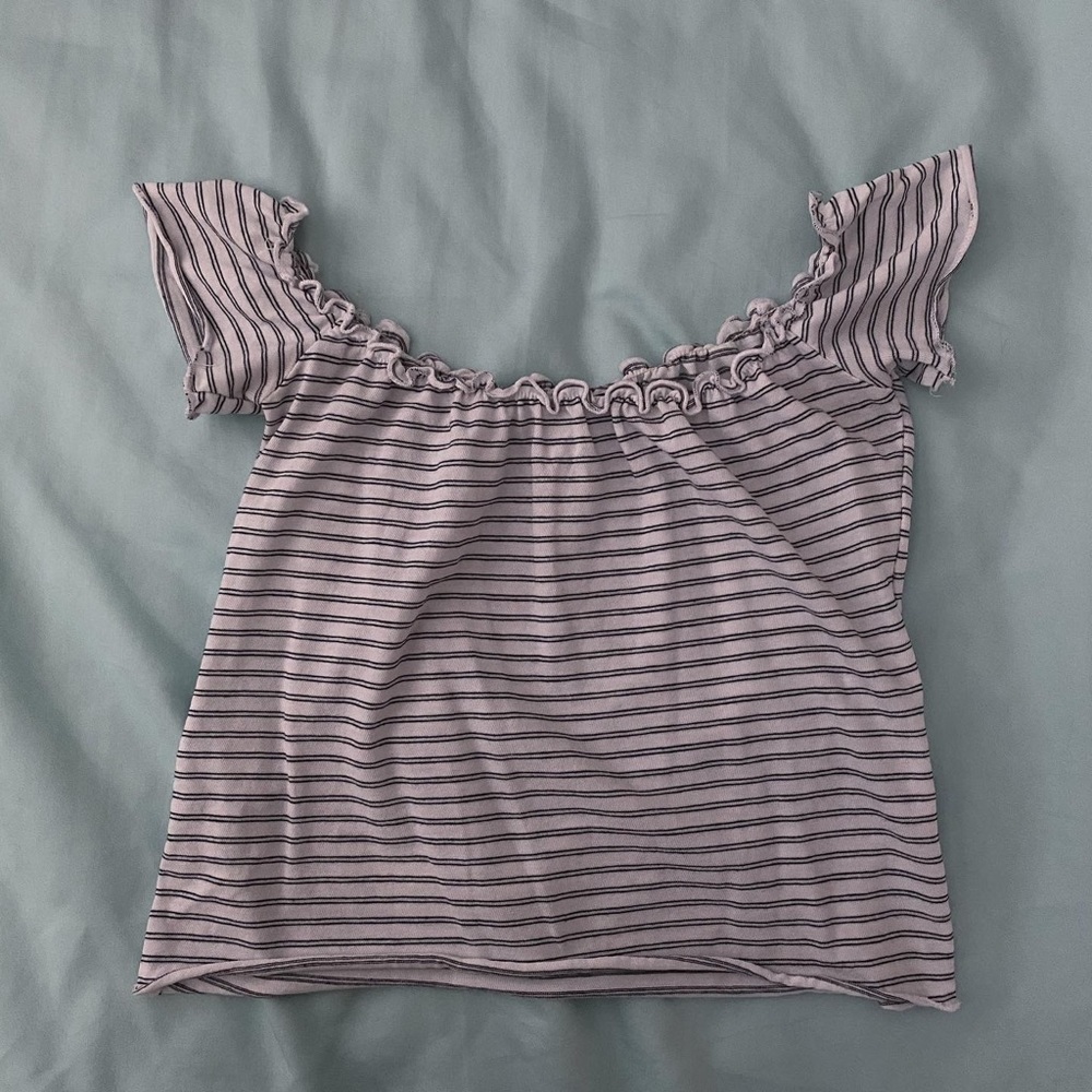 Brandy Melville ruffled striped top